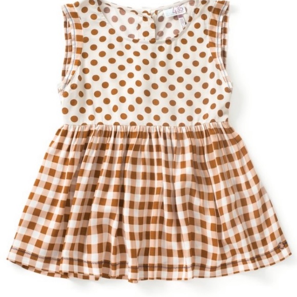 Brand New Matilda Jane Brown & White Dot & Check Sleeveless Practice Band Top - Picture 3 of 3